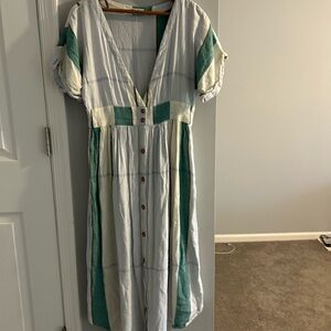 O'Neill Green and Cream Maxi Dress